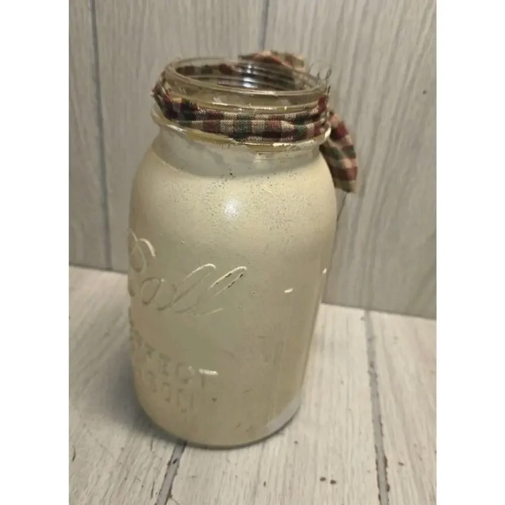 Vintage Handpainted Country Holiday Mouse On Mason Jar Primitive Farmhouse